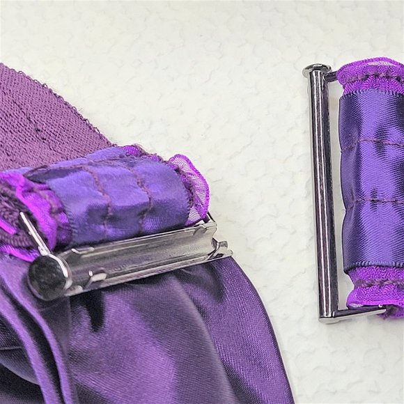 Purple Fabric Rosette Stretchy Frilly Women's Belt - Picture 2 of 14